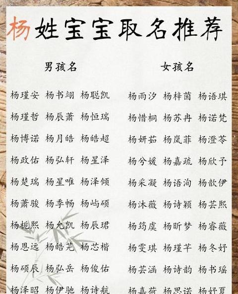 2024年杨姓男孩名字精选大全
