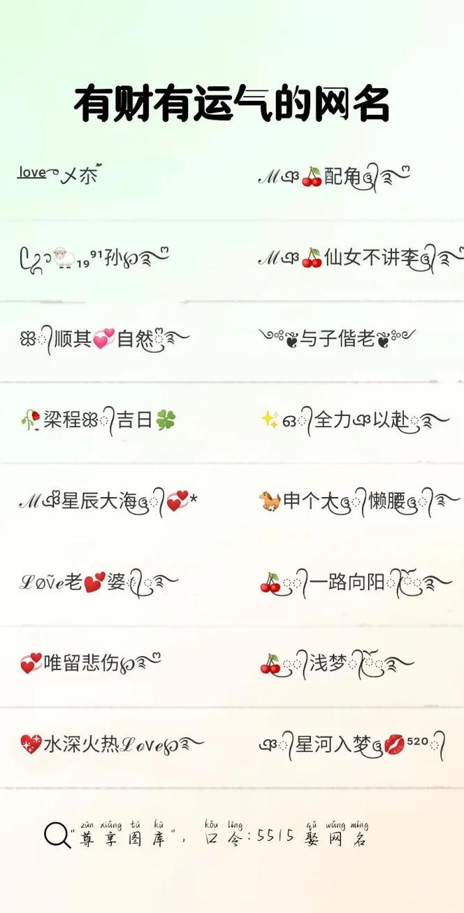 微信昵称：好运财富好名字大全