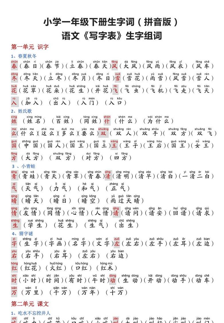 一年级什字组词大全