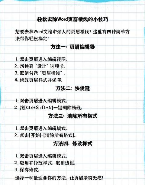 Word页眉横线去除指南