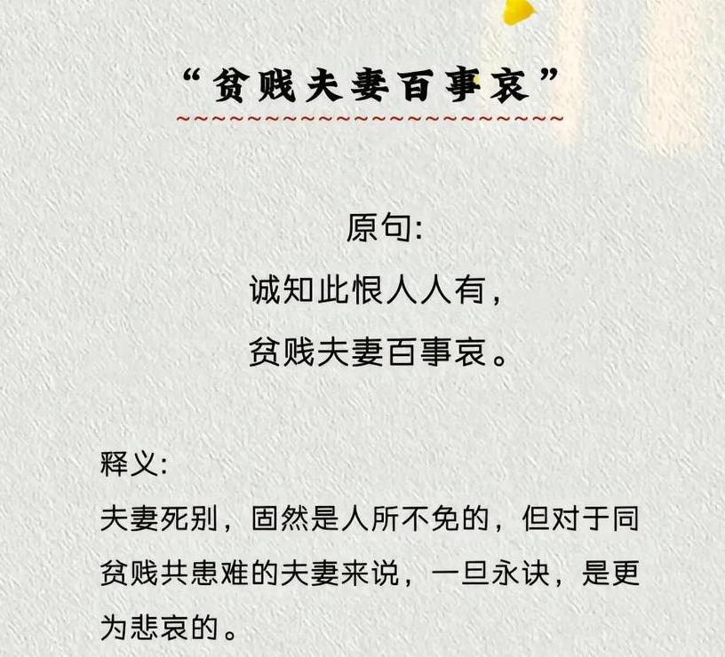 贫贱夫妻百事哀深层含义解析