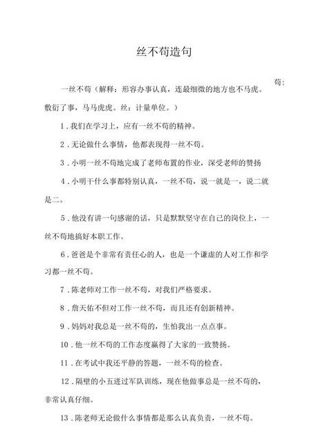 一丝不苟成语详解及实用例句
