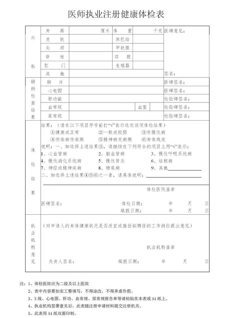 健康证体检项目一览