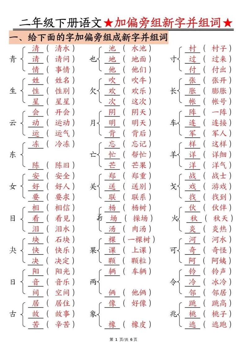 二年级语文：杨字组词学习指南